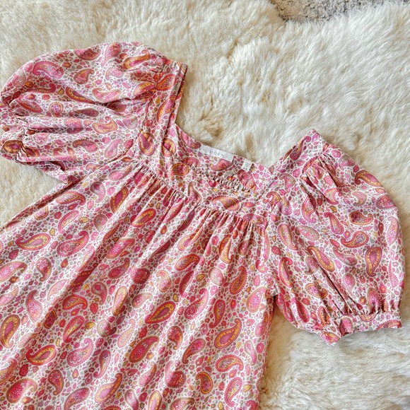 ✨💋SOLD💋🌺🌼DÔEN ‘Tybee’ Silk Satin Golden Hour Paisley Mini Dress XS✨ - Picture 13 of 16